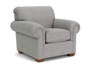 Fauteuil classique rembourré avec accoudoirs roulés et coussins épais pour des intérieurs de salon élégants - Product Image 1