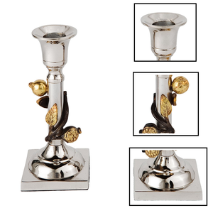 Durable <b>Silver</b> Polished Iron Handmade Natural Candle Stand for Home Office Garden Christmas & Easter Decoration Set of 2 - Product Image 3