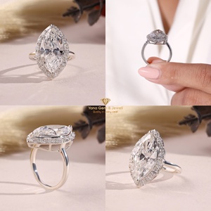 Bague de mariage élégante pour femme en or massif 14 carats avec diamant CVD de laboratoire de 5,00 carats taille marquise, couleur F, clarté VVS2, certifié IGI - Product Image 5