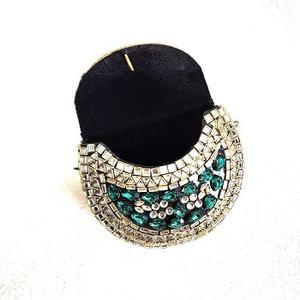 Indian Unique Bridal Ethnic Golden Handmade Kundan Stone Mosaic <b>Clutch</b> <b>Purse</b> with Feng Shui Design - Product Image 3