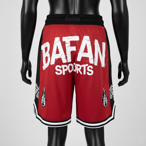 Shorts de basket-ball pour femmes, tissu en maille polyester premium 180 GSM, rouge et noir, panneau latéral en sublimation, logo personnalisé, shorts pour femmes - Product Image 2