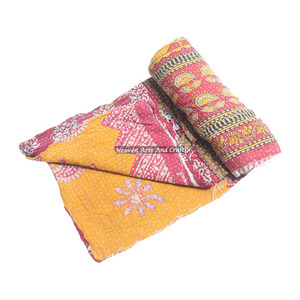 Colchas de Algodón Kantha Reversibles de Alta Calidad, Estilo Vintage, Colchas Indigo Bengalíes, Colchas Indias Hechas a Mano, Mantas Pesadas, Sari Antiguo Lavable, para Hotel - Product Image 1