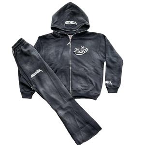 ชุดกีฬากันเหงื่อสำหรับผู้ชายชุดวอร์มใส่ได้ทั้งชายและหญิงชุดวิ่งชุดวอร์มวินเทจมีฮู้ดแบบรูดซิปสำหรับผู้ชายโลโก้ออกแบบได้ตามต้องการ - Product Image 1