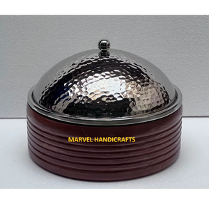 Acacia wood <b>dinnerware</b> Serving casseroles stainless steel Food Warmer hotpot handicraft Serving casserole cookware <b>sets</b> Gulf KSA - Product Image 3