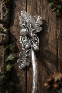 Manija de puerta de hierro forjado de estilo clásico, con diseño de hoja de roble – accesorio decorativo para portones. - Product Image 5
