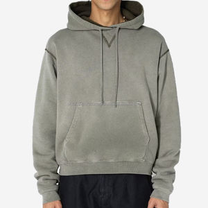 Fabricant de sweat à capuche de haute qualité 500 gsm en vrac pull uni y2k sweats à capuche conception personnalisée recadrée lavage à l'acide hommes à capuche - Product Image 2