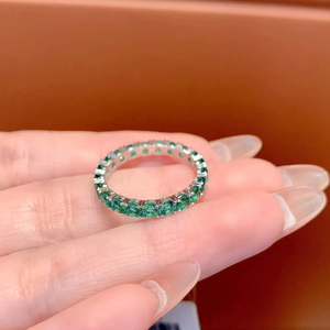 <b>925</b> Sterling <b>Silver</b> 18K Gold Moissanite Diamond Women's <b>Rings</b> Green Round Brilliant Cut <b>Rings</b> Full Diamond Eternity <b>Rings</b> - Product Image 4
