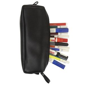 Estuche Cuadrado de Cuero para Lápices, Multiusos, con Cierre, Organizador Negro para la Escuela, Oficina y Viajes - Product Image 3