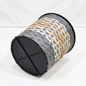 Modern Woven <b>Plastic</b> Flower Pot Gray Beige Indoor Plant <b>Planter</b> Minimalist Design - Product Image 3