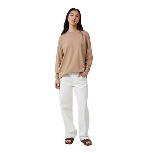 เสื้อเชิ้ตแขนยาวคอกลมทรงพอดีตัวสำหรับผู้หญิง ผ้าฝ้ายวินเทจน้ำหนักเบา 180 กรัม ระบายอากาศได้ดี แฟชั่นทันสมัย แบบเรียบง่าย สั่งตัดได้ตามต้องการ - Product Image 2