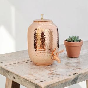 Handmade Copper Water Dispenser with Tap and <b>Cup</b> Vintage Style Ayurvedic Storage Jug <b>Large</b> Capacity Home Use - Product Image 2