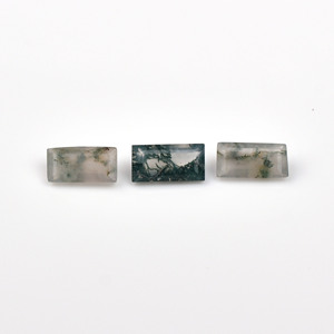 Agate Mousse Naturelle 14x28mm Coupe Baguette Facettée Calibrée Pierre Gemme Certifiée pour la Fabrication de Bijoux Fournisseur en Gros - Product Image 1