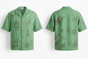 Chemise à manches courtes noire tendance pour homme avec logo brodé personnalisé, design décontracté, mode estivale, designs vintage - Product Image 4