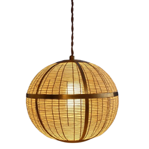 Luminaire suspendu en rotin de forme arrondie, couleur naturelle, pour le salon, design moderne - Product Image 6