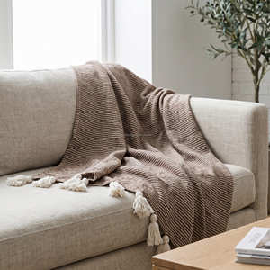 Artisan Tufted Stripe <b>Woven</b> Sofa Throw Luxury Cotton <b>Blanket</b> Decorative Fringed Edge B2B Manufacturer - Product Image 4