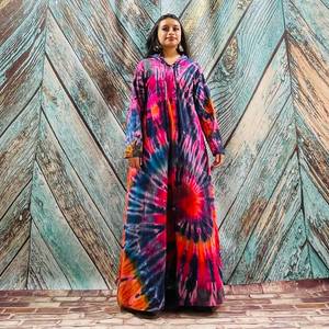 Tie Dye rayonne tissu Long Kimono Boho Style dame plage vacances d'été couvrir Sexy Resort porter femmes Kimono grande taille Kimono - Product Image 1