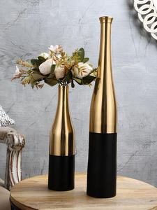 Florero Decorativo Moderno de Metal, Negro y Dorado, para Mesa - Product Image 5