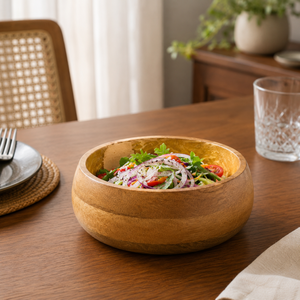 Bol à salade en bois de manguier fait main de qualité supérieure avec finition alimentaire, bol de service en bois naturel pour la cuisine, la salle à manger, les fruits et le mélange de salades - Product Image 2