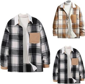 Nouvelle veste bomber décontractée pour homme à manches longues, à bouton unique, avec logo frontal, écologique, à carreaux, style européen et américain, pour l'hiver - Product Image 3