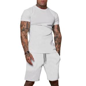 Jaffico International Men's White Cotton <b>Knitted</b> T-Shirt Shorts <b>Set</b> Skulls Pattern Breathable Streetwear Casual Summer Wear - Product Image 3