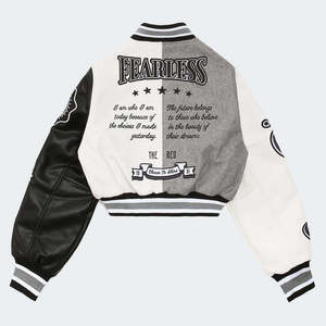 Veste Safari Homme Gris Blanc Noir Color Block avec Manches en Cuir PU, Broderie Lettre, Fermeture Éclair, Capuche, Imperméable et Coupe-Vent - Product Image 2