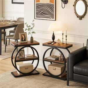 Tavolino Laterale con Funzione di Scaffale Portaoggetti, Tavolino da Tè o Caffè, Tavolo da Divano, Tavoli Console - Product Image 1