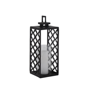 Venta al por Mayor de Fábrica: Portavelas de Metal y Vidrio Ecológico Portátil con Acabado Negro para Decoración del Hogar - Product Image 1