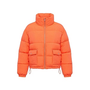 Hooded Quilted Waterproof <b>Bubble</b> Jacket Black Full Sleeve Winter Windproof Cotton Shell Knitted Fabric Polyester Filling Stand - Product Image 1