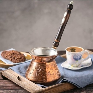 หม้อกาแฟทองแดงตุรกีทำมือสุดหรู ทรงกลม พร้อมหูจับตกแต่ง ดีไซน์ดั้งเดิม สำหรับเครื่องชงกาแฟและชา - Product Image 4