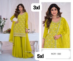 Cantidad a granel exportador que vende ropa india de calidad estándar mujeres Georgette Salwar traje con trabajo de bordado pesado - Product Image 2