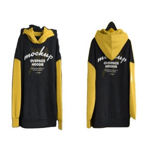 Oversized Men's <b>Zip</b>-Up <b>Hoodie</b> <b>Black</b> Yellow Regular Sleeve Cotton Fleece Lined Back Logo Eco-Friendly 320g Autumn Wear - Product Image 1