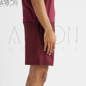 Shorts tricotés légers et respirants pour hommes, couleur bordeaux uni, avec poches zippées, collection 2026 – Qualité supérieure - Product Image 3