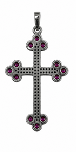 Pendentif croix en argent sterling 925 plaqué rhodium noir fait main avec diamants véritables étincelants, cadeau religieux de luxe - Product Image 5