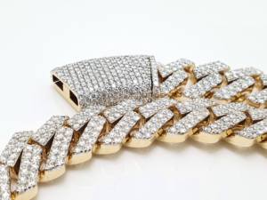 Nueva Llegada: Collar de Cadena con Diamantes de Moissanita Grandes Engastados, Cadena de Eslabones con Engaste Manual, Cadena Cubana Miami Grande de Plata y Oro - Product Image 5
