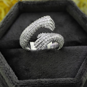 Bague Statement Unique en Forme de Main Givrée, Moissanite, Argent 925 Plaqué Or 14K, Bijou Classique de Luxe Hip Hop pour Femme, Tendance - Product Image 4