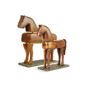 Sculpture de cheval en bois moderne artisanale, ensemble de statues d'animaux décoratives, décoration intérieure, salon, bureau, ornements de Noël - Product Image 2
