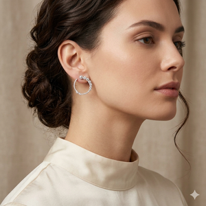 Pendientes de Aro Abiertos de Oro Blanco de 14K con Diamantes Graduados para Mujer, Elegantes Pendientes de Aro en Forma de C con Circonitas, Joyería Fina para Novia - Product Image 1