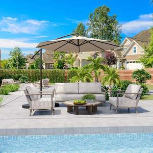 Parasol de patio multi-couleurs pour l'extérieur, résistant à la décoloration, auvent en tissu recyclé, inclinaison infinie, design suspendu en porte-à-faux - Product Image 6