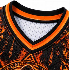Maillot de basket-ball noir et orange pour hommes, respirant, à transfert thermique, col en V, sans manches, séchage rapide, en polyester - Product Image 4