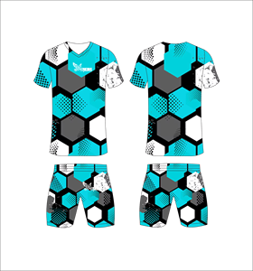 Conjunto de Camiseta y Pantalones Cortos Deportivos Hexagonales Sublimados Personalizados, Ropa Deportiva, Uniforme de Equipo, Equipo de Entrenamiento - Product Image 1