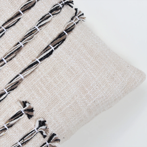 Hand Tufted Texture Boho Ivory and Black Stripe <b>Cushion</b> Cover Handmade Decorative Pillow Case for Sofa Bedroom Living Room Home - Product Image 3