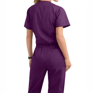 Women's Purple <b>Scrub</b> <b>Set</b> V-Neck Short Sleeve Uniform Hospital Workwear <b>Set</b> - Product Image 2