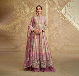 Dernière tendance de mode pour les femmes Filet lourd avec Emb Work Anarkali Kurti Gown avec Dupatta Wedding Partywear Suit At Wholesale - Product Image 1