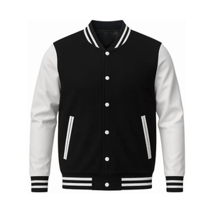 Blouson universitaire personnalisé avec logo sur le devant, col montant, unisexe, hiver, vente en gros OEM, respirant et coupe-vent, style Letterman - Product Image 1