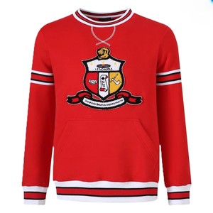 Sudadera unisex roja con cuello redondo y rayas blancas y negras, manga larga, informal, 100% algodón, para universidades y colegios. - Product Image 1
