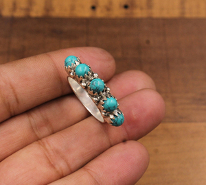 Wholesale Shree Jaipur Silver 925 Sterling Silver Natural Turquoise Multi Gemstone <b>Crown</b> Bezel <b>Ring</b> with Third Party Appraisal - Product Image 2