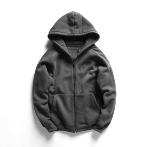 Sudadera con capucha de forro polar sólido para hombre, corte regular, transpirable, ecológica, con cremallera y logotipo personalizado, 2026 - Product Image 3