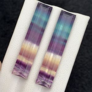 Piedras preciosas de fluorita natural multicolor con corte baguette, piedras de cristal sueltas para la fabricación de joyas y colección. - Product Image 2