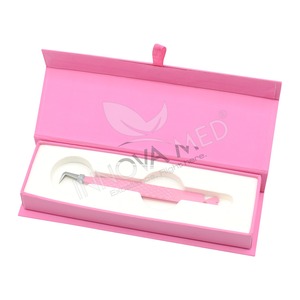 Stainless Steel Pointed Tip Eyelash Extension Tweezers with Custom Color Packaging Box for Inspection Use and Custom Logo - Product Image 2