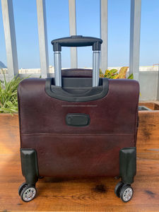 Brown Genuine Leather Small 4 <b>Spinner</b> Wheel <b>Suitcase</b> Full Grain Cowhide Leather Outdoor Travel Luggage Trolley Bag for Unisex - Product Image 5